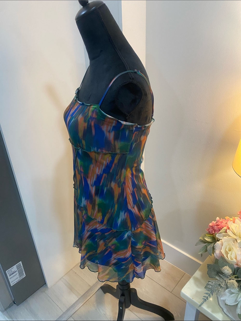 Urban Outfitters Multicolor Brushstroke Spaghetti-Strap Mini Dress - Picture 3 of 8